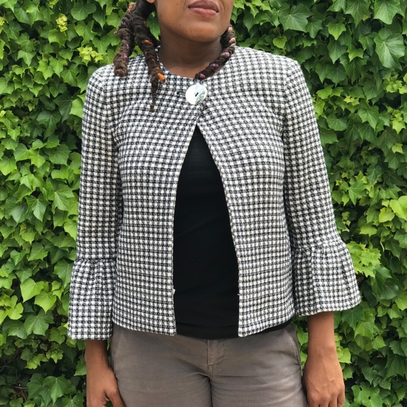 Zara Gingham Check Cardigan Jacket Fall 2017 - Picture 7 of 8